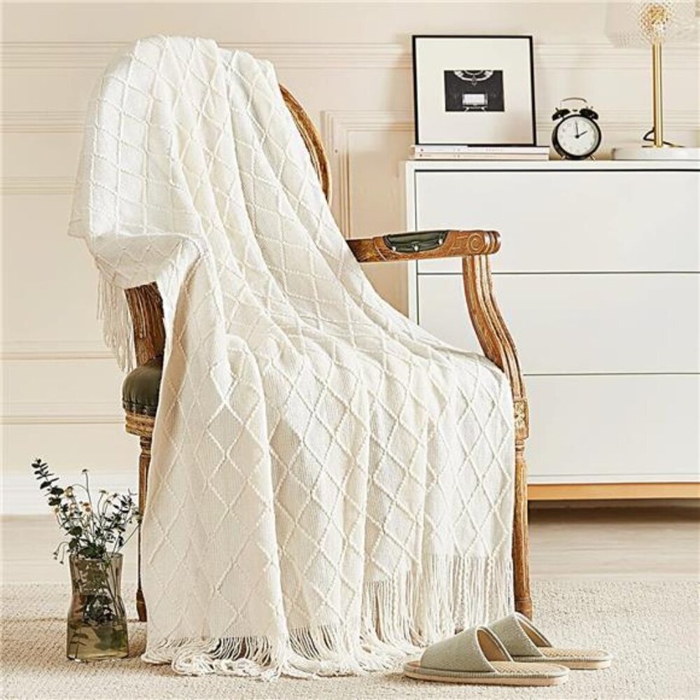 Knitted Throw Blankets for Couch and Bed, Soft Cozy Knit Blanket
